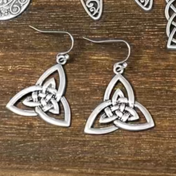Trinity Cross Inspired Drop Earrings - Picture 2 of 4